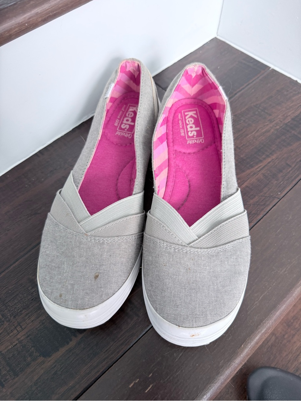 Keds Gray Whimsy Slip On Flats Elastic Gore Ortholite Size 8.5